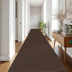 IOHOUZE Washable Exrea Long Hallway Runner Rug 3x18 Non Slip Rubber Backed Kitchen Runner Entryway Runner Indoor, Woven Rugs Floor Carpet for Kitchen Hall Entryway Stair, Brown
