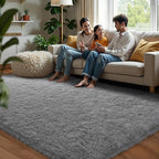 Zentavio Area Rugs for Living Room Large Rugs for Bedroom 5x8 Carpet Fluffy Furry Soft Shag Aesthetic Plush High Pile Gray Throw Rug for Nursery Kids Room Dorm Light Grey