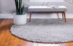 Unique Loom Davos Shag Collection Area Rug - Solid (6' 1" Round, Sterling)