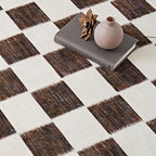 EVERGRACE Checkered Plaid Area Rug 2x8, Soft Fuzzy Faux Wool Rugs Washable Anti Slip Rugs Long Runner Rug Carpet for Entryway Bedroom Living Room Hallway Kitchen Dining Room and Laundry, Dark Brown