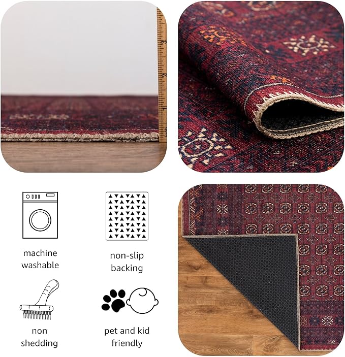Keen Home Design 10x14 Rug - Machine Washable Area Rug with Non-Slip Backing, Ideal for Living Room, Dining Room, Bedroom - Vintage, Easy Clean, Durable, Low Pile Rug - (9'7" x 14')