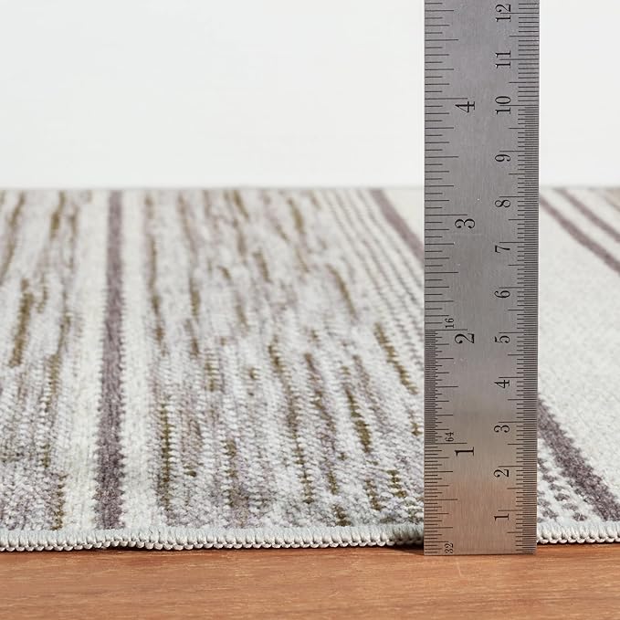 Dash & Albert Ellington Stripe Grey Machine Washable Rug, 2 X 3 Feet, Grey Stripe Pattern