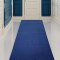 Custom Made Runner Rug Low Pile with Rubber Backing for Kitchen Foyer Hallway Entry Choose Your Length Size 26 Inch Wide Solid and Plain Dark Blue Color (2 feet x 26 inch)