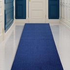 Custom Made Runner Rug Low Pile with Rubber Backing for Kitchen Foyer Hallway Entry Choose Your Length Size 26 Inch Wide Solid and Plain Dark Blue Color (10 feet x 26 inch)