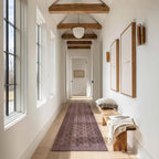 Kuden 2'6"x7' Runner Rug, Machine Washable Area Rug with Non-Slip Backing, Vintage Style, Soft, Easy Clean, Low Pile Rug for Hallway, Entryway, Kitchen, Bedroom