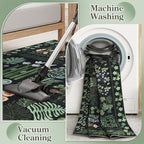 Floral Boho 5x7 Area Rugs for Living Room, Botanical Black Washable Bedroom Rug Non Slip, Large Soft Indoor Throw Carpet for Entryway Kitchen Dining Room Office (Black,5 x 7)