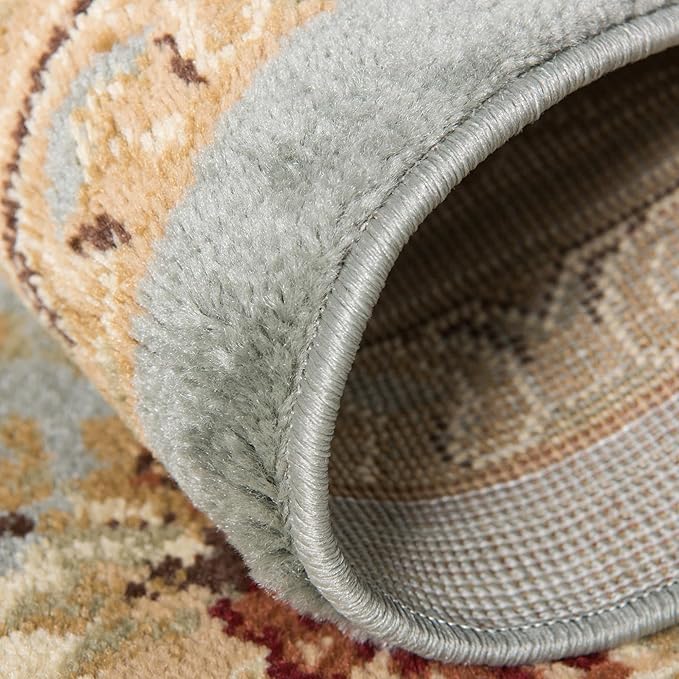Rugs.com Chateau Collection Rug – 8 Ft Square Light Blue Medium Rug Perfect for Living Rooms, Kitchens, Entryways