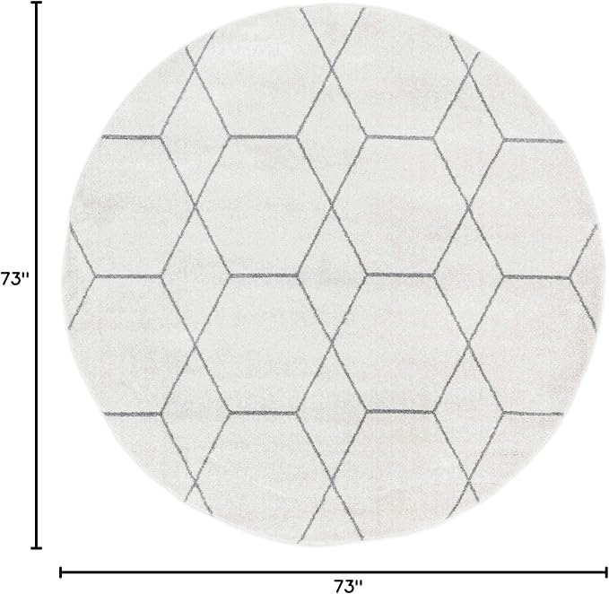 Unique Loom Trellis Frieze Collection Area Rug - Geometric (6' Round, Ivory/ Gray)