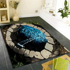 3D Well Waterfall Bedroom Carpet, 3x4ft, Visual Illusion Deep Hole Entrance Rug, Huge Stone Cracks Non-Slip Rugs, Cozy Breathable with Non Slip Backing Mat for Indoor Bedside