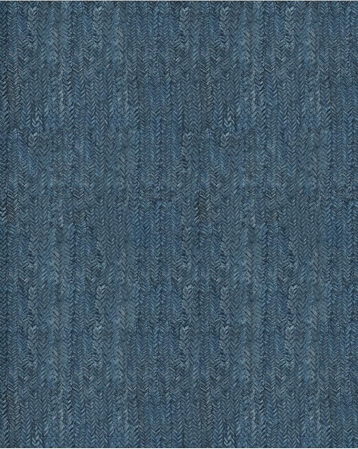 Eleisa Modern Vintage 8x10 Herringbone Chevron Area Rug for Living Room, Blue, Non-Slip Stain Resistant Washable Rug, Farmhouse Home Decor Carpet for Bedroom, Kitchen, Dining Room