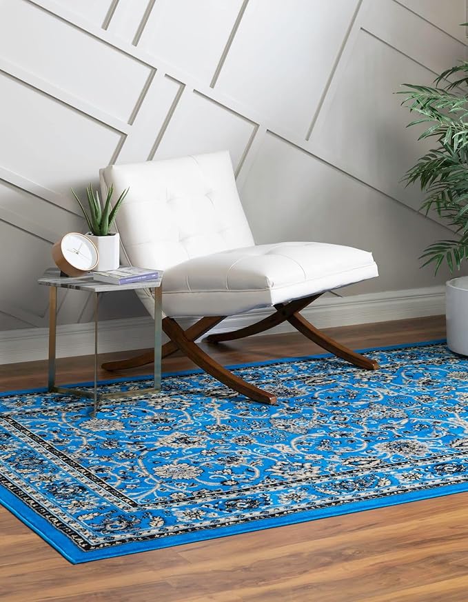 Unique Loom Sialk Hill Collection Area Rug - Washington (7' x 10' Rectangle Dark Blue/Black)