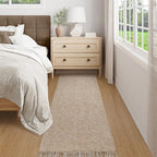 Collive Long Hallway Runner Rug 2.6' x 7', Washable Runners Indoor Entryway Rugs, Tan/Cream Braided Woven Kitchen Carpets Low Profile Front Door Floor Mat for Laundry Room Bedroom Doorway