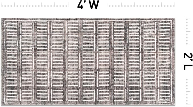 Rugshop Bohemian Stripe Lines Washable Non Slip Area Rug 2' x 4' Brown