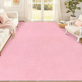 Pauwer 8x10 Washable Area Rugs for Living Room Modern Pink Solid Color Soft Fluffy Rugs for Bedroom Non Slip Boho Accent Indoor Mat Floor Carpet Cover for Kids Room Dining Room Kitchen Office, Pink