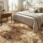Washable Area Rugs 8'x10' Non-Slip Modern Abstract Soft for Living Room Entryway Bedroom Nursery, Print Pattern, Brown Tan Beige Coffee