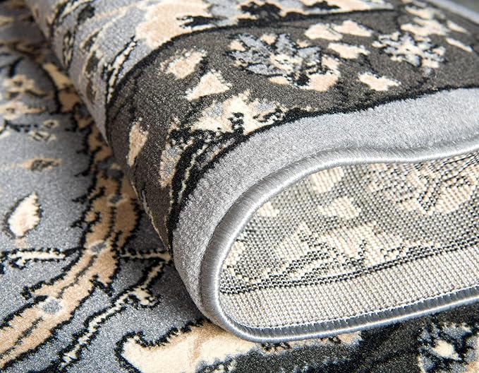 Unique Loom Espahan Collection Area Rug - Cape Cod (4' 1" x 6' 1" Rectangle, Dark Gray/ Black)