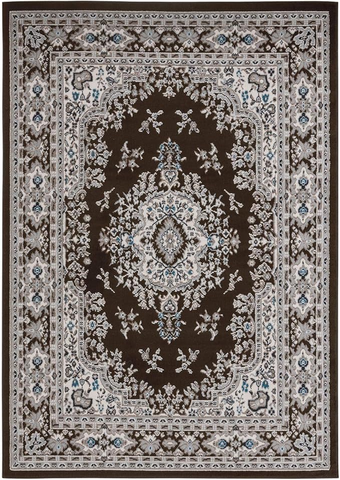 Home Dynamix Premium Sakarya Traditional Medallion Border Area Rug, Brown, 7'9"x10'8" , Rectangular