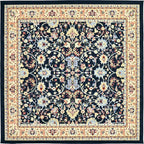 Unique Loom Sialk Hill Collection Area Rug - Washington (8' Square Navy Blue/Cream)