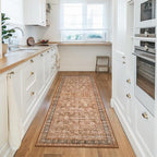 Morebes Washable Runner Rug,Boho Runner Rugs for Hallway 2x6, Non Slip Bathroom Rug, Non Shedding Distressed Floral Kitchen Mat Indoor Entrance Floor Carpet Runner for Dorm, Brown