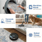 jinchan Runner Rug 2x6 Vintage Hallway Rug Boho Washable Runner Floral Medallion Retro Lightweight Non Slip Classic Thin Soft Carpet for Kitchen Bedroom Bathroom Laundry Room Doorway Blue