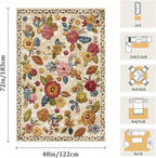 4x6 Machine Washable Area Rug for Living Room, Beige Vintage Boho Floral Rug Large Non-Slip Low Pile Soft Faux Wool Carpet, Kids and Pets Friendly for Bedroom Dining Room Farmhouse Home Decor Rug