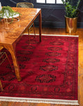 Unique Loom Tekke Collection Over-Dyed Saturated Traditional Torkaman Area Rug (6' 0 x 9' 0 Rectangular, Red/Black)