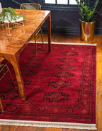 Unique Loom Tekke Collection Over-Dyed Saturated Traditional Torkaman Area Rug (6' 0 x 9' 0 Rectangular, Red/Black)