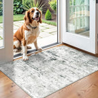 2x3 Machine Washable Area Rug for Entryway, Grey Modern Vintage Abstract Rug Non-Slip Low Pile Soft Faux Wool Small Carpet, Kids and Pets Friendly for Bedroom Kitchen Hallway Home Decor Rug