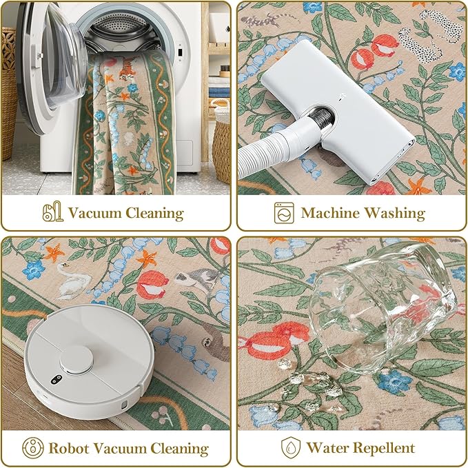 Collive 2x3 Small Rugs for Entryway, Green Washable Jungle Animal Kitchen Rugs for Bathroom Non Slip Indoor Door Mat, Soft Ultra-Thin Throw Carpet for Bedroom Entry Home Decor