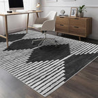 HelloTree Area Rug for Living Room Washable Geometric Moroccan Rug Stripe Farmhouse Bohemian Minimalistic Non Slip Non Shedding Ultra Thin Soft Rug for Bedroom Office DiningRoom Nursery-Black 5'x7'
