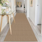 IOHOUZE Washable Runner Rug 3x10 Non Slip Rubber Backed Long Hallway Runner Entryway Runner Indoor, Kitchen Rugs Woven Cotton Floor Carpet for Hall Entrance, Orange/Tan/Brown