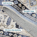 Dripex Washable Area Rug 6x9 Living Room Rug Stain & Water Resistant Foldable Thin Vintage Rugs Faux Wool Floor Carpet for Bedroom Dining Room Kitchen Bathroom Farmhouse Office