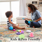 Lahome Moroccan Washable Area Rugs 9x12 Living Room, Soft 9x12 Area Rug for Bedroom, Oriental Non-Slip Non Shedding Throw Large Carpet for Dining Room Office, Cream/Multi