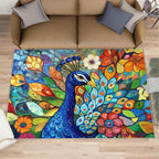 Boho Peacock Rug Small - 3x5 Rug, Colorful Peacock Washable Rugs for Living Room, Teal Turquoise Carpet, Modern Style Non-Slip Area Rugs for Bedroom, Aesthetics Carpet - Peafowl Home Decor & Gifts