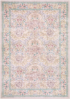 Lahome Floral Washable Area Rugs 5x7, Soft Pink Rugs for Living Room Bedroom, Boho Non Slip Low Pile Forest Stain Resistance Large Throw Carpet for Farmhouse Dining Room Office, Pink