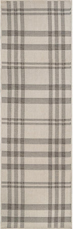 CAMILSON Easy Jute Rug 2x7, Indoor and Outdoor Off-White Runner Rug for Kitchen, Hallway and Entryway, Checkred Boho Woven Design, Easy-Cleaning, Washable Outside Carpet (2 x 7)