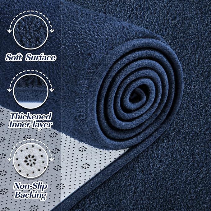 Large Area Rugs for Living Room Bedroom, 5x8 Feet Navy Blue Rug, Minimalist Modern Shag Rug, Soft Thick Memory Foam Indoor Carpet, Non-Slip Washable Rug for Boys Girls Dorm Nursery Room Home Decor