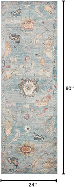 Loloi Margot Collection MAT-06 Denim/Multi 2'-0" x 5'-0" Accent Rug feat. CloudPile, No-Shed Easy Clean Large Patterned Area Rug for Living Room, Bedroom, Dining Area
