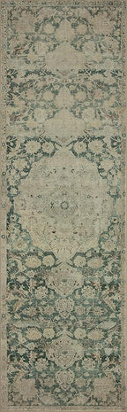Loloi Magnolia Home by Joanna Gaines Sinclair Collection SIN-05 Jade/Sand 8'-6" x 11'-6", .25" Pile Height, Machine Washable, Area Rug