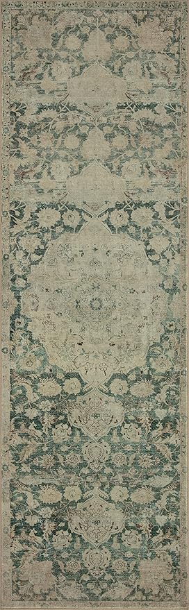 Loloi Magnolia Home by Joanna Gaines Sinclair Collection SIN-05 Jade/Sand 3'-6" x 5'-6", .25" Pile Height, Machine Washable, Accent Rug