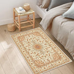 COMSLE Boho Area Rug, 2 x 3 Ft Machine Washable Rugs for Entryway Faux Wool Small Rugs Distressed Throw Rug Non-Slip Floor Carpet for Indoor Bedroom Kitchen Living Room