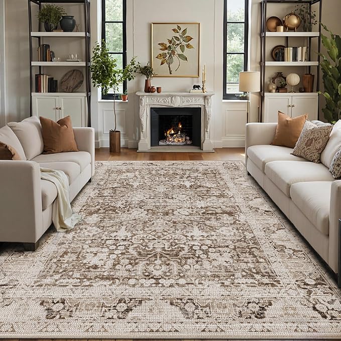 LUMI 5x8 Washable Area Rug for Living Room, Ultra Soft Traditional Vintage Rugs Non Slip with Rubber Backing, Low Profile, High Traffic, Stain Resistant Carpets, Ideal for Bedroom, Dining Room, Indoor
