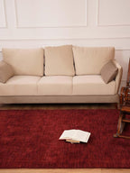Rugsotic Carpets Hand Knotted Loom Wool ECO-Friendly Area Rugs - 3'x5', Rectangle, Red Color, Solid Plain Design, High Pile Thick Handmade Anti Skid Area Rugs for Living Room, Bed Room (L00111)