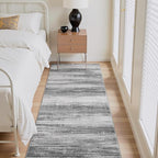 PADOOR Modern Abstract Runner Rug - 2x8 Washable Hallway Rugs, Ultra Soft Non-Slip Low Pile Floor Rugs for Hallway Entryway Kitchen Bedroom Bedside Laundry Room Black