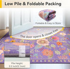 Floral 3x5 Area Rug Machine Washable Soft Print Boho Carpet Non Slip Doormat Low Pile Flower Area Rugs for Living Room Bedroom Nursery Kitchen Dining Room Indoor-Purple/Pink/Multi