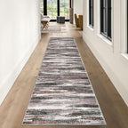 Modern Abstract Runner Rug 3x10, Dark Light Brown White Washable Kitchen Runner Non-Slip Soft Hallway Rug Runner Thin Print Faux Wool Carpet for Entryway Bedroom Laundry Room Indoor