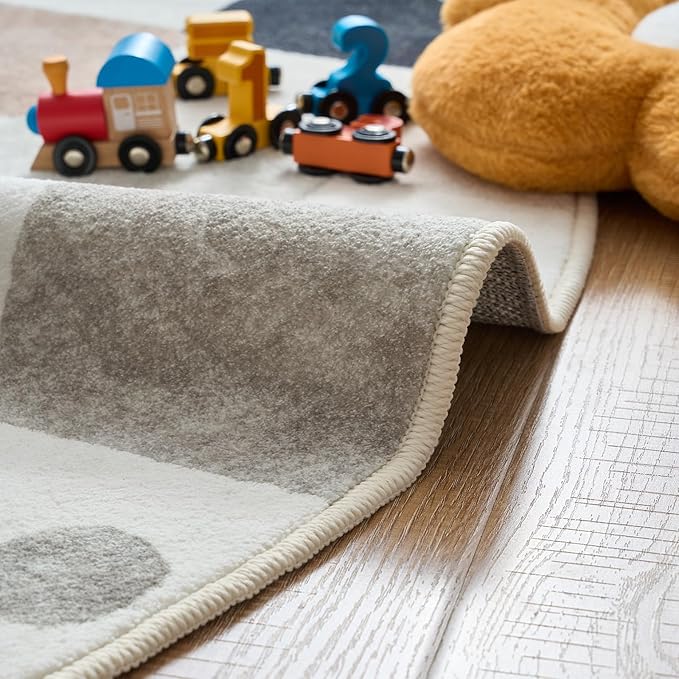 jinchan Macy Area Rug 3x5 Kids Washable Indoor Non-Slip Black and White Modern Soft Rug Elementary School Classroom Diamond Carpet for Nursery Playroom Daycare Bedroom Living Room Marble on Cream