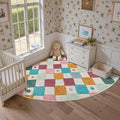jinchan Macy Kids Rug for Nursery 6ft Radius Corner Washable Area Rug Modern Colorful Quarter Circle Rug Soft Non-Slip Carpet for Bedroom Playroom Daycare Reading Nook Classroom Confetti on Cream