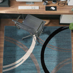 Rugshop Modern Wavy Circles Design Area Rug, Fade-Resistant Carpet for Entryway, Bathroom, or Kitchen, Blue, 3'3" x 5'