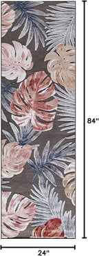 CAMILSON Runner Outdoor Rugs Oriental Retro Traditional Floral Medallion Area Rug 2x7 Non-Shedding Stain Resistant Indoor Carpet for Bathroom Hallway Kitchen Office (2 x 7 / Brown)